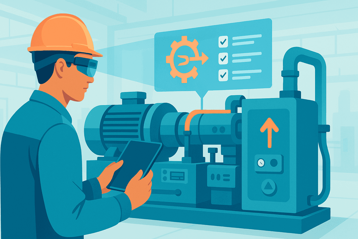Operator performing fast changeover using AR-guided changeover steps