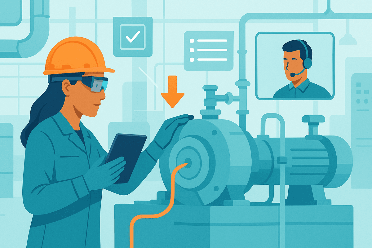 Field technician receiving remote AR expert support during a repair