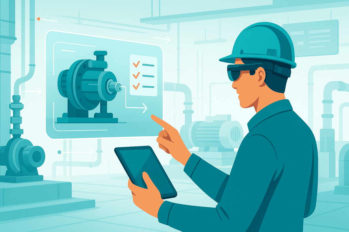 New technician being trained with AR-guided onboarding steps